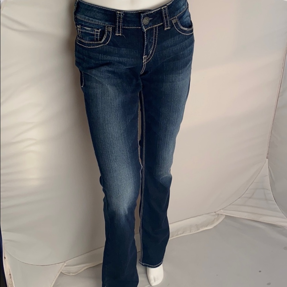 Silver suki mid slim boot dark blue denim jeans 28x33